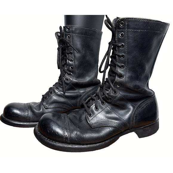 Vintage Corcoran Jump Boots Men's 10.5 D Black Leather Red Tag Combat Military - Picture 1 of 13